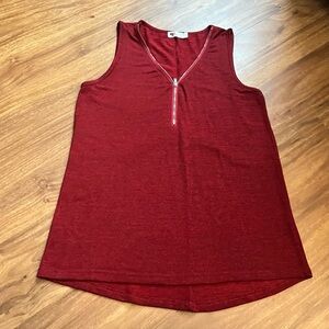 Temt Red Sleeveless Tank Top with V-Neck